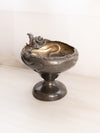 Antique Silver Tone Metal Compote with Squirrel on Branch