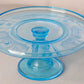 Antique Small Bryce Glass Willow Oak Blue Cake Stand