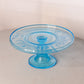 Antique Small Bryce Glass Willow Oak Blue Cake Stand