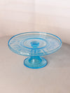 Antique Small Bryce Glass Willow Oak Blue Cake Stand