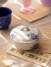 Antique Small Circular Lidded Blue & White Transferware Dish