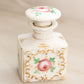 Antique Small White Ceramic Hand-Painted Floral Bottle