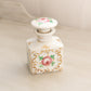 Antique Small White Ceramic Hand-Painted Floral Bottle