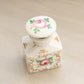 Antique Small White Ceramic Hand-Painted Floral Bottle