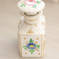 Antique Small White Ceramic Hand-Painted Floral Bottle