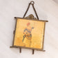Antique Square Brass Tri-Fold Mirror with Lady, Floral & Face Details