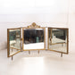 Antique Square Brass Tri-Fold Mirror with Lady, Floral & Face Details