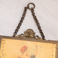 Antique Square Brass Tri-Fold Mirror with Lady, Floral & Face Details