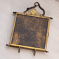 Antique Square Brass Tri-Fold Mirror with Lady, Floral & Face Details
