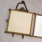 Antique Square Brass Tri-Fold Mirror with Lady, Floral & Face Details