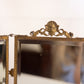Antique Square Brass Tri-Fold Mirror with Lady, Floral & Face Details
