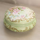 Antique T&V France Limoges Green Ceramic Floral Lidded Jar