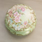 Antique T&V France Limoges Green Ceramic Floral Lidded Jar