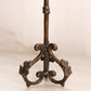 Antique Tall Dark Gold Brass Candleholder with Leaf Accents