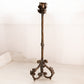 Antique Tall Dark Gold Brass Candleholder with Leaf Accents