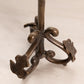 Antique Tall Dark Gold Brass Candleholder with Leaf Accents
