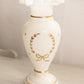 Tall White Glass Vase with Ruffled Edge and Gold Details