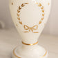 Tall White Glass Vase with Ruffled Edge and Gold Details