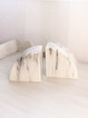 Black Grey White Marble Stone Curved Bookends