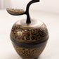 Black & Gold Brass Etched Floral Apple Lidded Jar