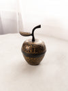 Black & Gold Brass Etched Floral Apple Lidded Jar