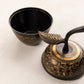 Black & Gold Brass Etched Floral Apple Lidded Jar
