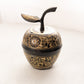 Black & Gold Brass Etched Floral Apple Lidded Jar