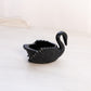 Boyd Black Glass Swan Salt Cellar Toothpick Holder