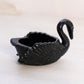 Boyd Black Glass Swan Salt Cellar Toothpick Holder