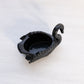 Boyd Black Glass Swan Salt Cellar Toothpick Holder