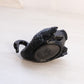 Boyd Black Glass Swan Salt Cellar Toothpick Holder