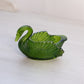 Boyd Dark Green Glass Swan Salt Cellar Toothpick Holder