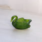 Boyd Dark Green Glass Swan Salt Cellar Toothpick Holder