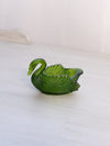 Boyd Dark Green Glass Swan Salt Cellar Toothpick Holder
