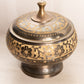 Medium Brass & Dark Silver Tone Floral Lidded Jar
