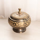 Medium Brass & Dark Silver Tone Floral Lidded Jar