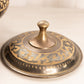 Medium Brass & Dark Silver Tone Floral Lidded Jar