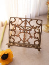 Medium Rectangular Brass Adjustable Book Stand with Ornate Designs