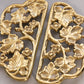 Vintage Brass Trivet Set with Floral and Leaf Designs (Set of 2)