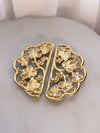 Vintage Brass Trivet Set with Floral and Leaf Designs (Set of 2)