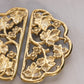 Vintage Brass Trivet Set with Floral and Leaf Designs (Set of 2)