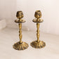 Vintage Brass Flower Candlesticks Made in England (Set of 2)