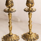 Vintage Brass Flower Candlesticks Made in England (Set of 2)