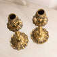 Vintage Brass Flower Candlesticks Made in England (Set of 2)