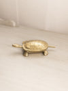 Medium Gold Brass Hinged Lidded Turtle Dish Figurine