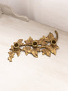 Medium Brass Ivy Leaf Triple Candleholder