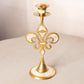 Brass & Mother of Pearl Fleur de Lis Candlestick