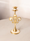 Brass & Mother of Pearl Fleur de Lis Candlestick