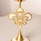 Brass & Mother of Pearl Fleur de Lis Candlestick
