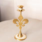 Brass & Mother of Pearl Fleur de Lis Candlestick